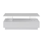 Modern White Rectangular LED Lights Coffee Table with 2 drawers in 47.2'