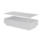 Modern White Rectangular LED Lights Coffee Table with 2 drawers in 47.2'