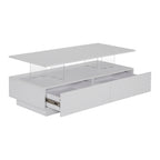 Modern White Rectangular LED Lights Coffee Table with 2 drawers in 47.2'