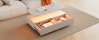 Modern White Rectangular LED Lights Coffee Table with 2 drawers in 47.2'