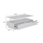 Modern White Rectangular LED Lights Coffee Table with 2 drawers in 47.2'