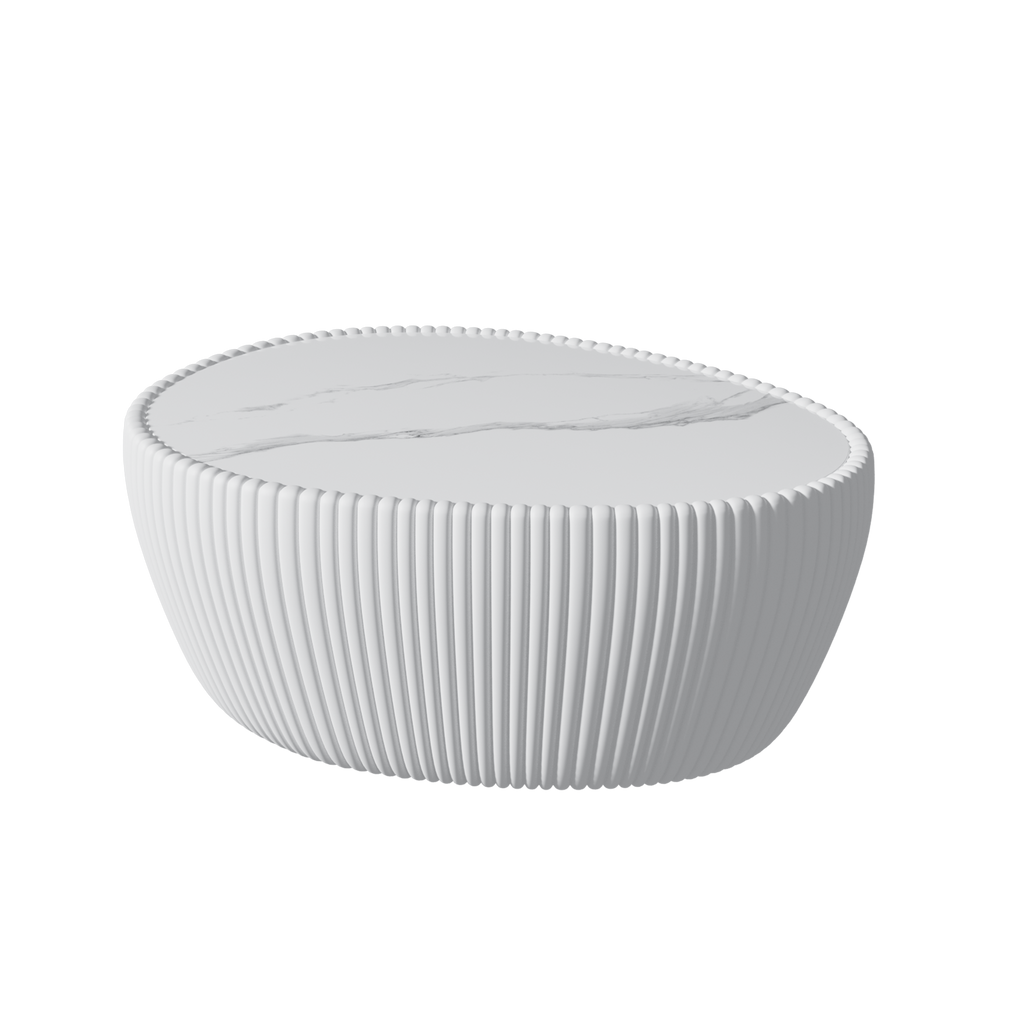 Light Marble Top goose eggs Shape White PU Coffee modern Sofa Table for Living Room furniture Coffee Table