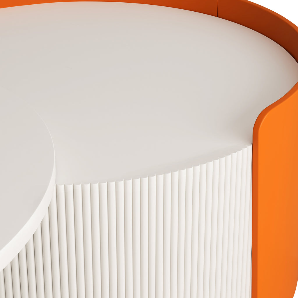 Nesting Coffee Table, Round Nesting Tables and End Tables for Small Space, Modern Side Tables with Extendable Sliding Tabletop for Living Room, Office,White, No Need Assembly