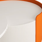 Nesting Coffee Table, Round Nesting Tables and End Tables for Small Space, Modern Side Tables with Extendable Sliding Tabletop for Living Room, Office,White, No Need Assembly