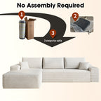 107' Cloud Sectional Couch with L-Shape Chaise,Modern Modular Sofa with Deep Seat, Upholstered Couches for Living Room Bedroom,No Assembly Required, (Plush Corduroy Fabric),White Sectional Sofa