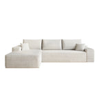107' Cloud Sectional Couch with L-Shape Chaise,Modern Modular Sofa with Deep Seat, Upholstered Couches for Living Room Bedroom,No Assembly Required, (Plush Corduroy Fabric),White Sectional Sofa