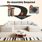 135' Cloud Sectional Sofa with 1 Ottoman,Modern Minimalist Upholstered Couches, Comfort U Shaped Sofa for Living Room,Deep Seat Corner Couch,No Assembly Required,Black (Plush Corduroy Fabric),White Sectional Sofa