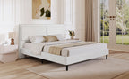 Simple Modern White Plush Soft Bed Comfortable Backrest Bedroom Bed,Queen Bed Frame