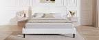 Simple Modern White Plush Soft Bed Comfortable Backrest Bedroom Bed,Queen Bed Frame