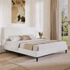 Simple Modern White Plush Soft Bed Comfortable Backrest Bedroom Bed,Queen Bed Frame