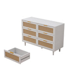 43.316-Drawers Rattan Storage Cabinet Rattan Drawer,for Bedroom,Living Room,White