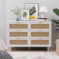 43.316-Drawers Rattan Storage Cabinet Rattan Drawer,for Bedroom,Living Room,White