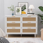 43.316-Drawers Rattan Storage Cabinet Rattan Drawer,for Bedroom,Living Room,White