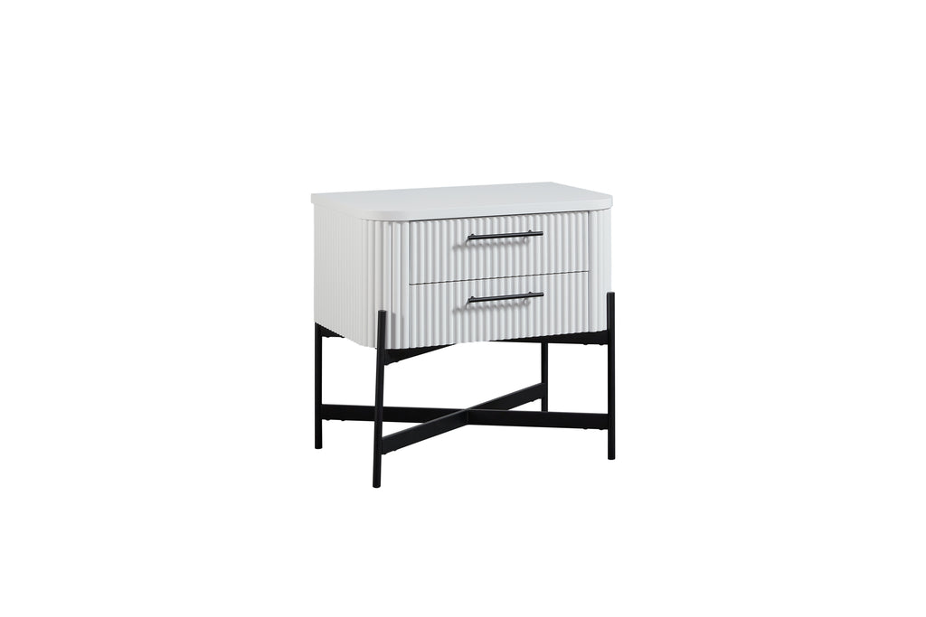 2 Drawer Nightstand - White (USB Type C)