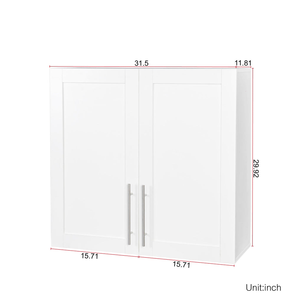 Stackable Wall Mounted Storage Cabinet, 11.81 'D x 31.50'W x 29.92 'H, White