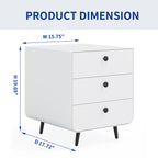 Modern Night Stand Storage Cabinet for Living Room Bedroom, Steel Cabinet with 3 Drawers,Bedside Furniture, Circular Handle