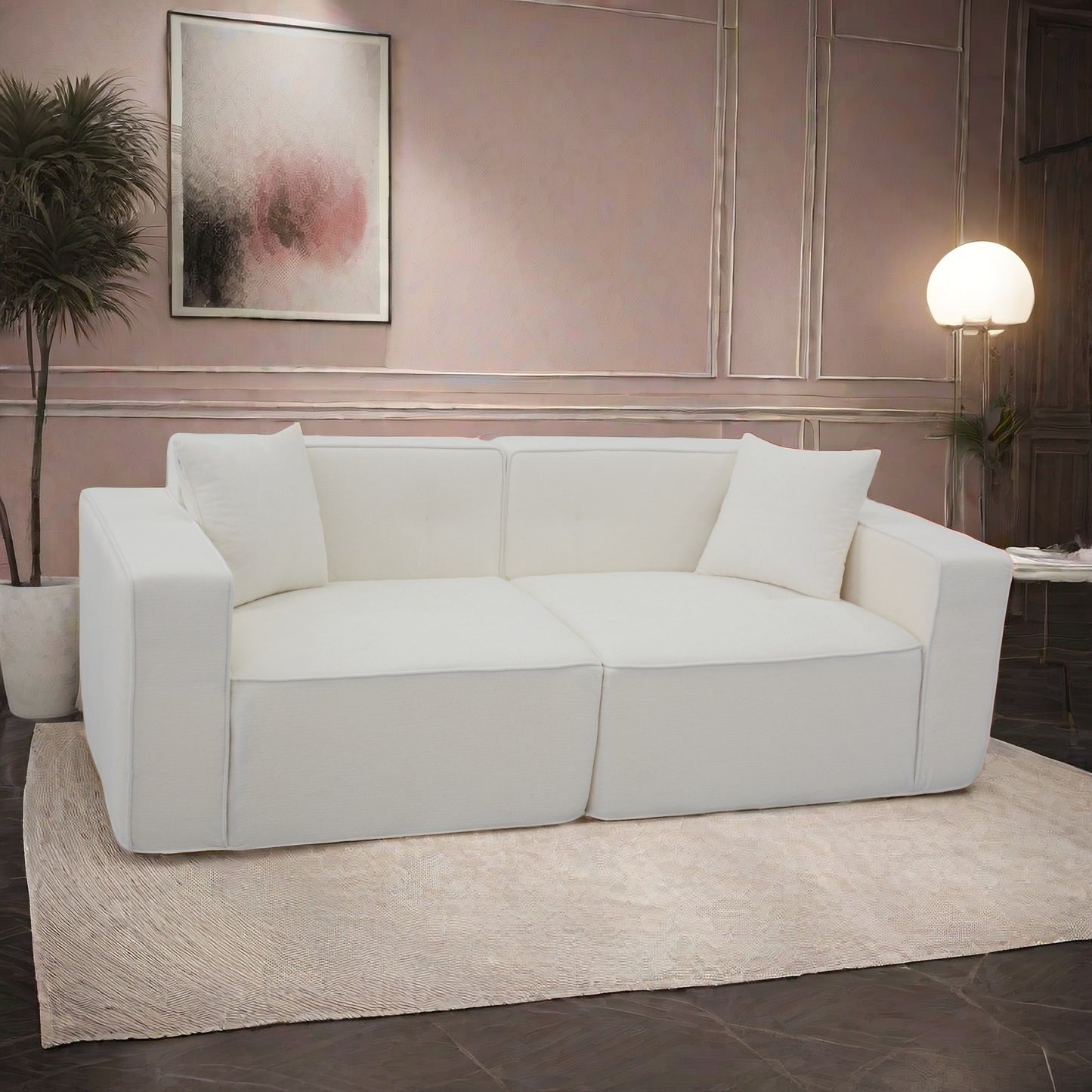 Full foam compression sofa, Modern Teddy Velvet Sofa,2-3 Seat Mid Century Indoor Couch, Exquisite Upholstered Loveseat for Living Room,Bedroom,Apartment