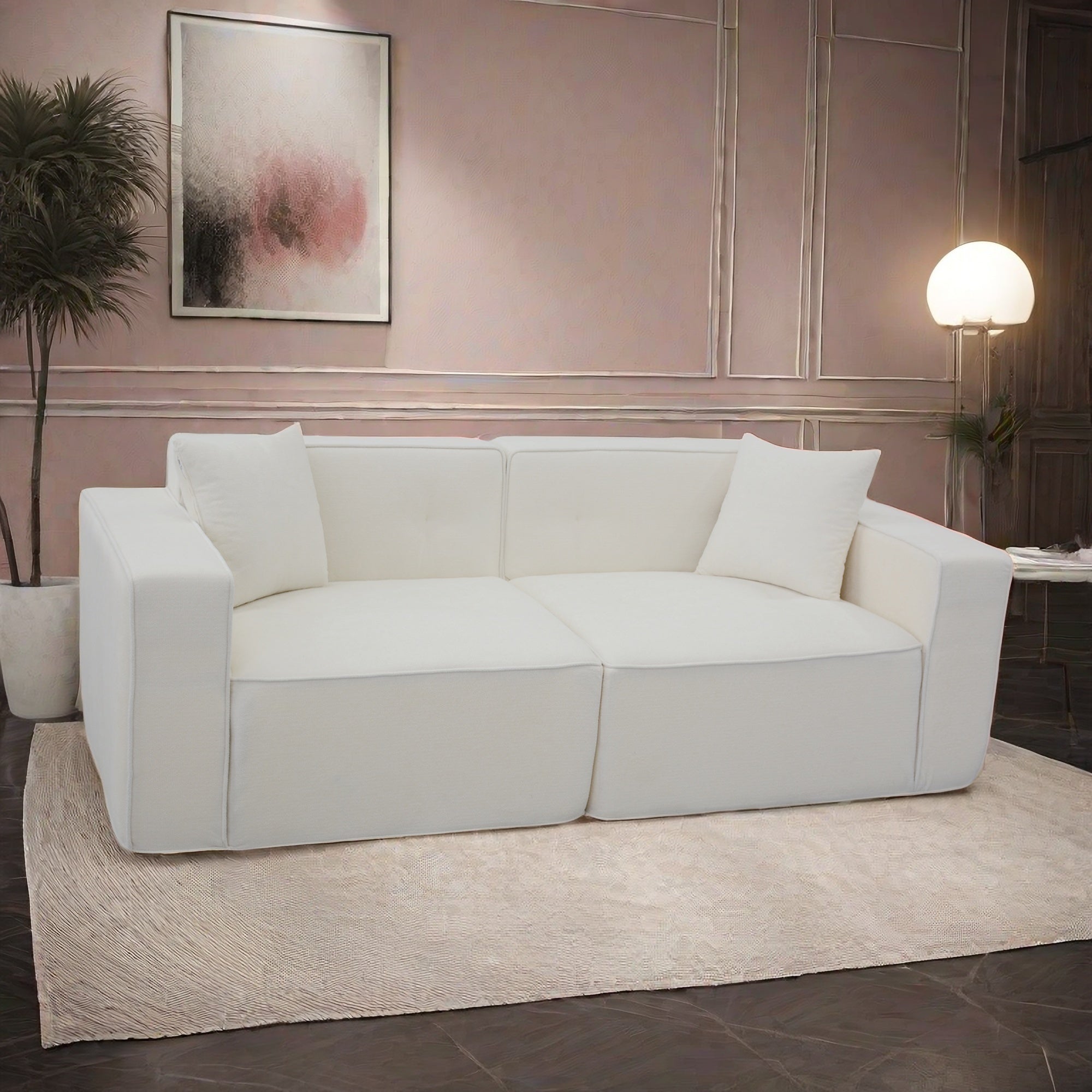 Full foam compression sofa, Modern Teddy Velvet Sofa,2-3 Seat Mid Century Indoor Couch, Exquisite Upholstered Loveseat for Living Room,Bedroom,Apartment