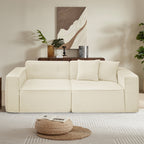 Full foam compression sofa, Modern Teddy Velvet Sofa,2-3 Seat Mid Century Indoor Couch, Exquisite Upholstered Loveseat for Living Room,Bedroom,Apartment