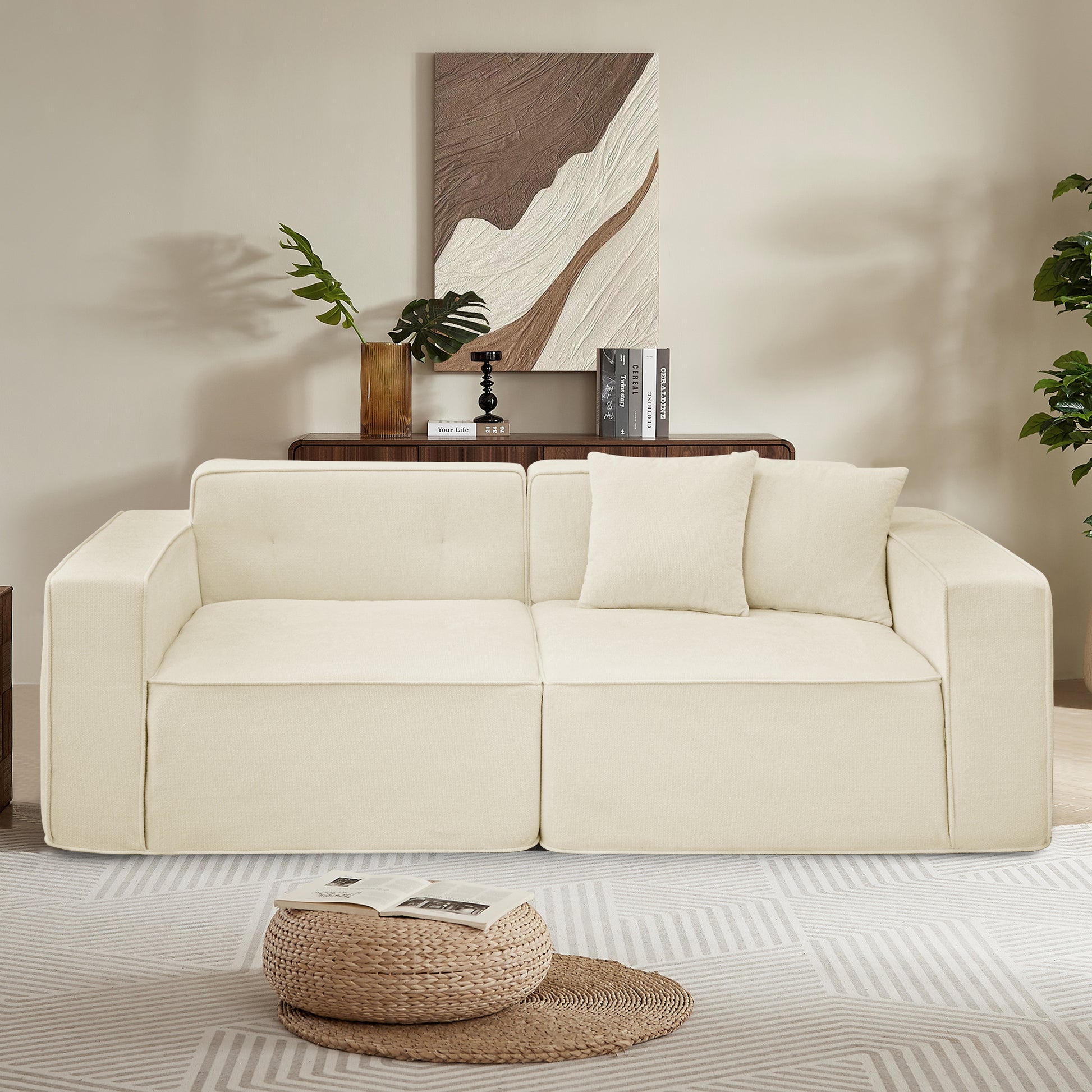 Full foam compression sofa, Modern Teddy Velvet Sofa,2-3 Seat Mid Century Indoor Couch, Exquisite Upholstered Loveseat for Living Room,Bedroom,Apartment