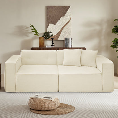 Full foam compression sofa, Modern Teddy Velvet Sofa,2-3 Seat Mid Century Indoor Couch, Exquisite Upholstered Loveseat for Living Room,Bedroom,Apartment