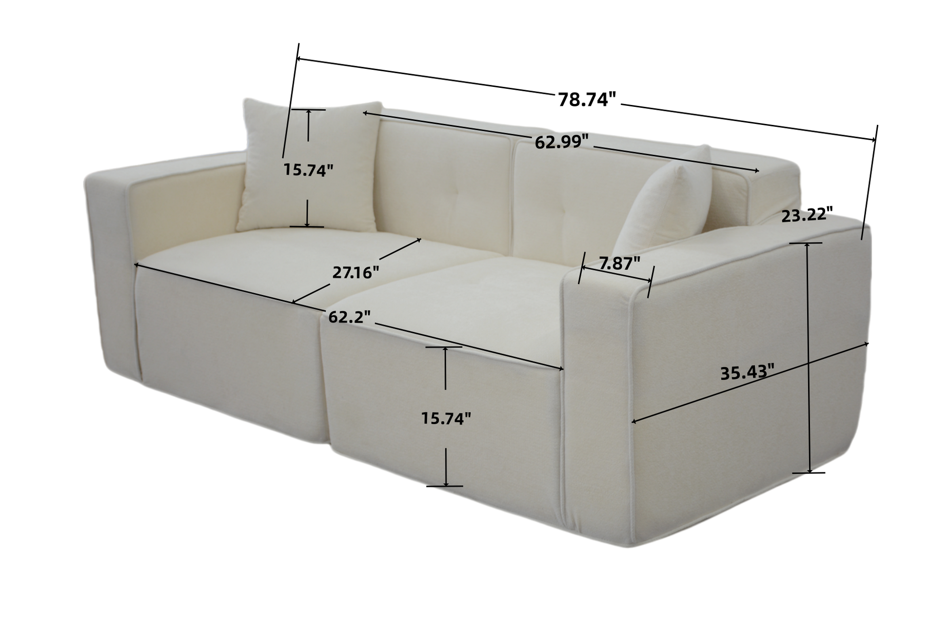 Full foam compression sofa, Modern Teddy Velvet Sofa,2-3 Seat Mid Century Indoor Couch, Exquisite Upholstered Loveseat for Living Room,Bedroom,Apartment