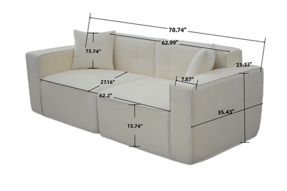 Full foam compression sofa, Modern Teddy Velvet Sofa,2-3 Seat Mid Century Indoor Couch, Exquisite Upholstered Loveseat for Living Room,Bedroom,Apartment