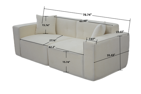 Full foam compression sofa, Modern Teddy Velvet Sofa,2-3 Seat Mid Century Indoor Couch, Exquisite Upholstered Loveseat for Living Room,Bedroom,Apartment