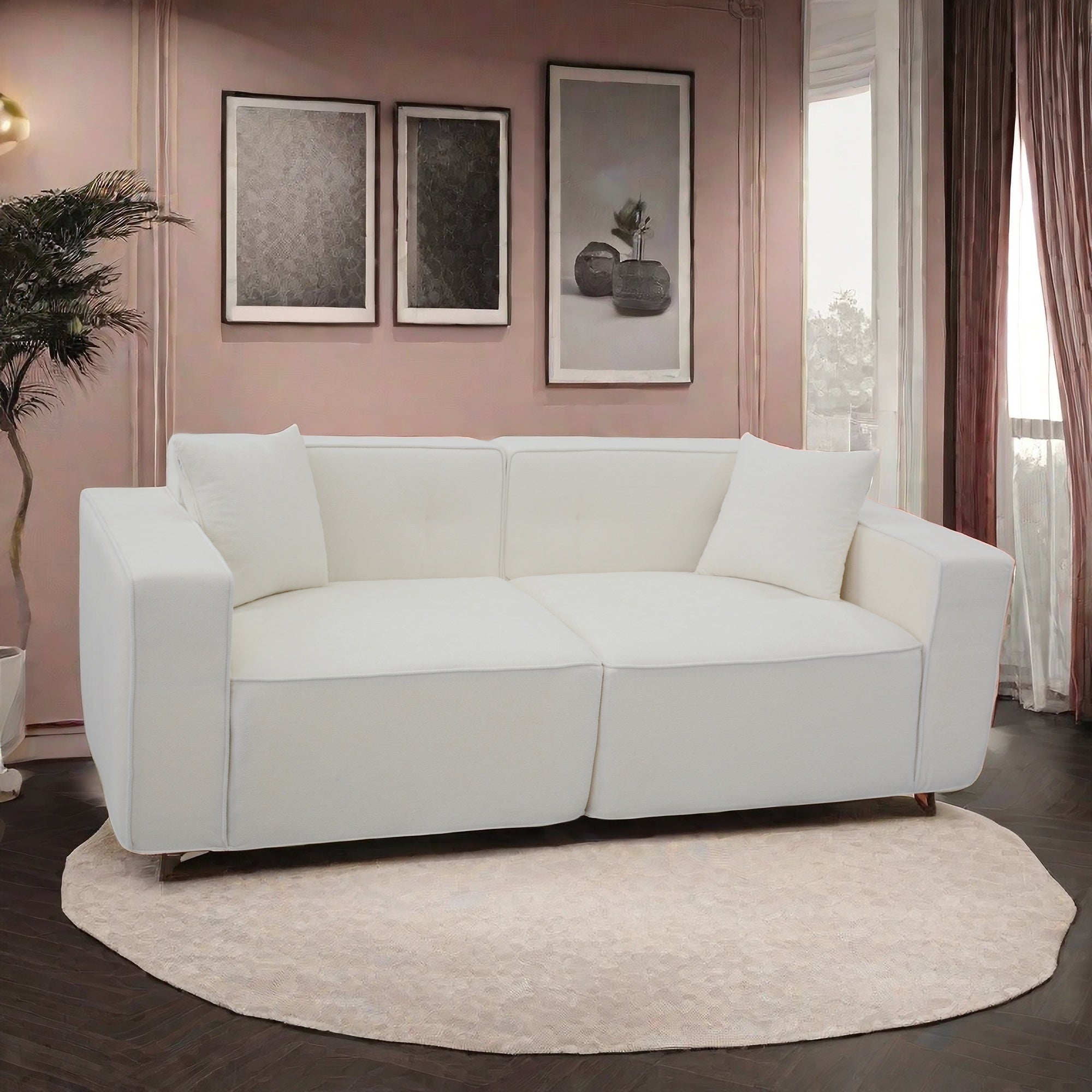 Full foam compression sofa, Modern Teddy Velvet Sofa,2-3 Seat Mid Century Indoor Couch, Exquisite Upholstered Loveseat for Living Room,Bedroom,Apartment