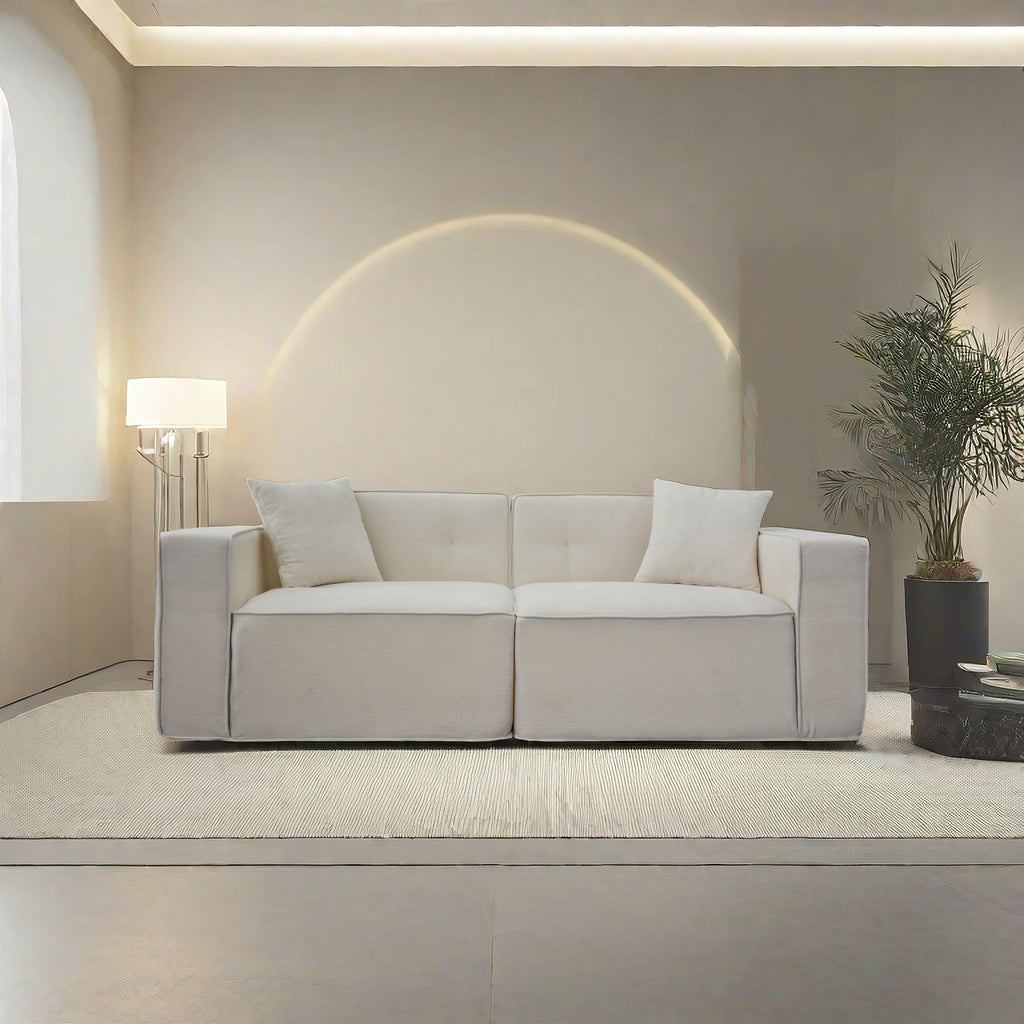 Full foam compression sofa, Modern Teddy Velvet Sofa,2-3 Seat Mid Century Indoor Couch, Exquisite Upholstered Loveseat for Living Room,Bedroom,Apartment