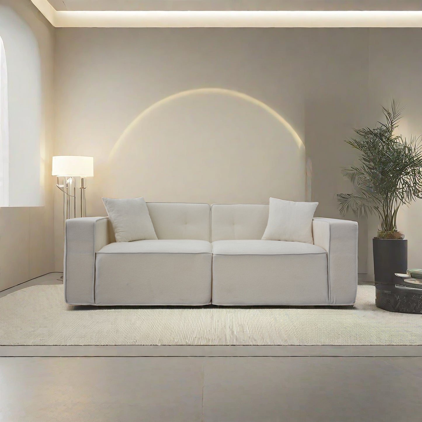 Full foam compression sofa, Modern Teddy Velvet Sofa,2-3 Seat Mid Century Indoor Couch, Exquisite Upholstered Loveseat for Living Room,Bedroom,Apartment