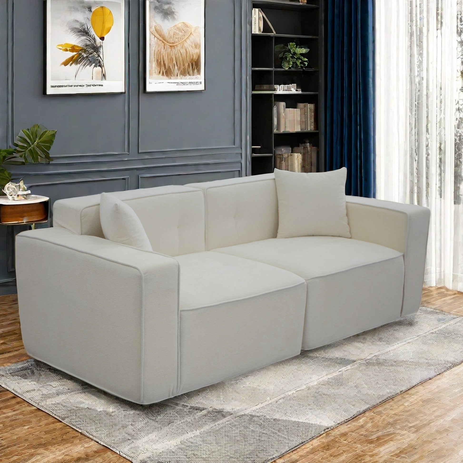 Full foam compression sofa, Modern Teddy Velvet Sofa,2-3 Seat Mid Century Indoor Couch, Exquisite Upholstered Loveseat for Living Room,Bedroom,Apartment