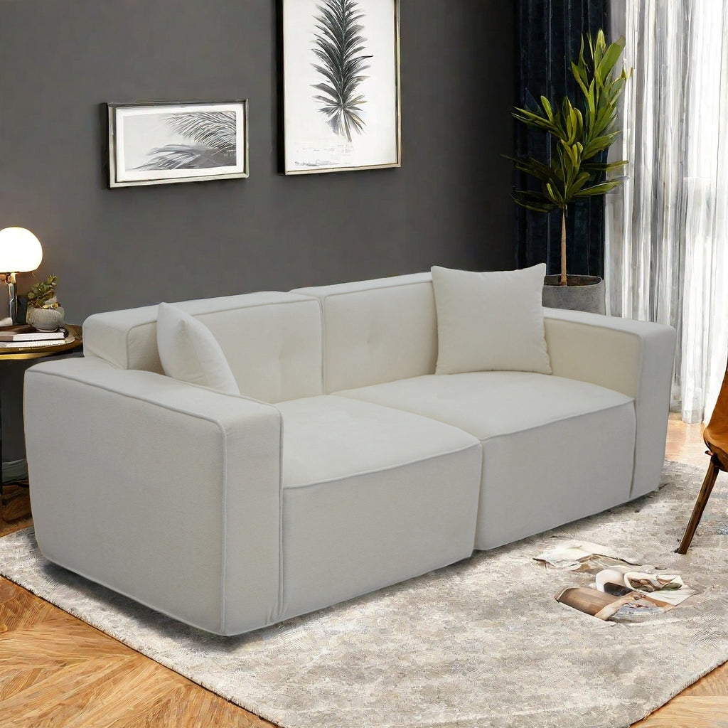 Full foam compression sofa, Modern Teddy Velvet Sofa,2-3 Seat Mid Century Indoor Couch, Exquisite Upholstered Loveseat for Living Room,Bedroom,Apartment
