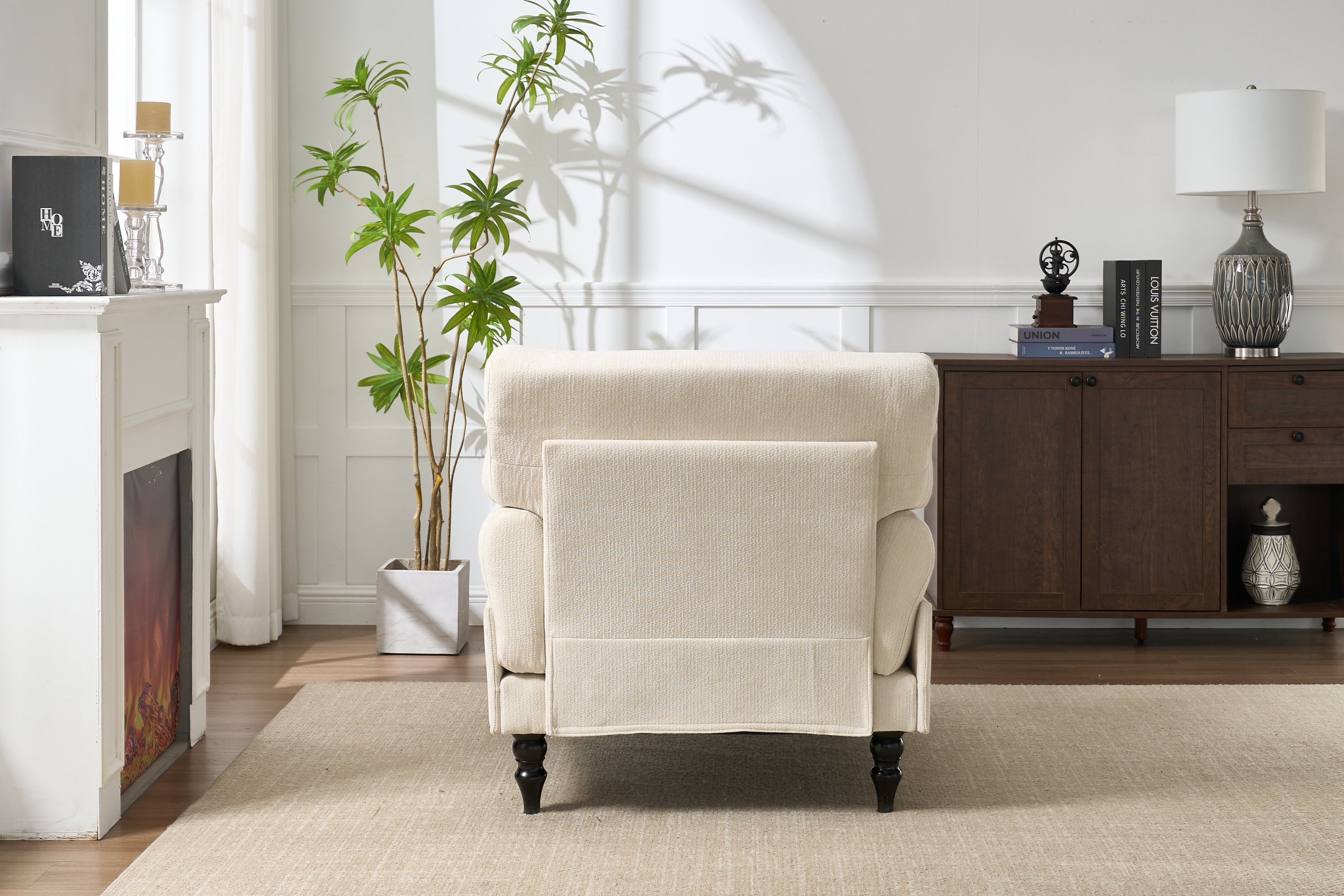 Modern Chaise Lounge , Upholstered Indoor Leisure Sofa Recliner, Chair Sleeper for Bedroom, Living Room, Study Room, Office,WHITE