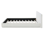 Soft and comfortable upholstered bed. Luxurious and cozy bedroom centerpiece, king size, white Bed Frame