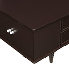 U-Can Modern Rectangle Coffee Table with Four Drawers, Two Side Hidden Storage Compartments, 47.2' Wood Coffee Table with Metal Handles and Four Solid Wood Legs for Living Room