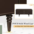 U-Can Modern Rectangle Coffee Table with Four Drawers, Two Side Hidden Storage Compartments, 47.2' Wood Coffee Table with Metal Handles and Four Solid Wood Legs for Living Room