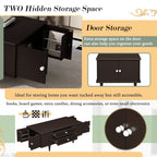 U-Can Modern Rectangle Coffee Table with Four Drawers, Two Side Hidden Storage Compartments, 47.2' Wood Coffee Table with Metal Handles and Four Solid Wood Legs for Living Room