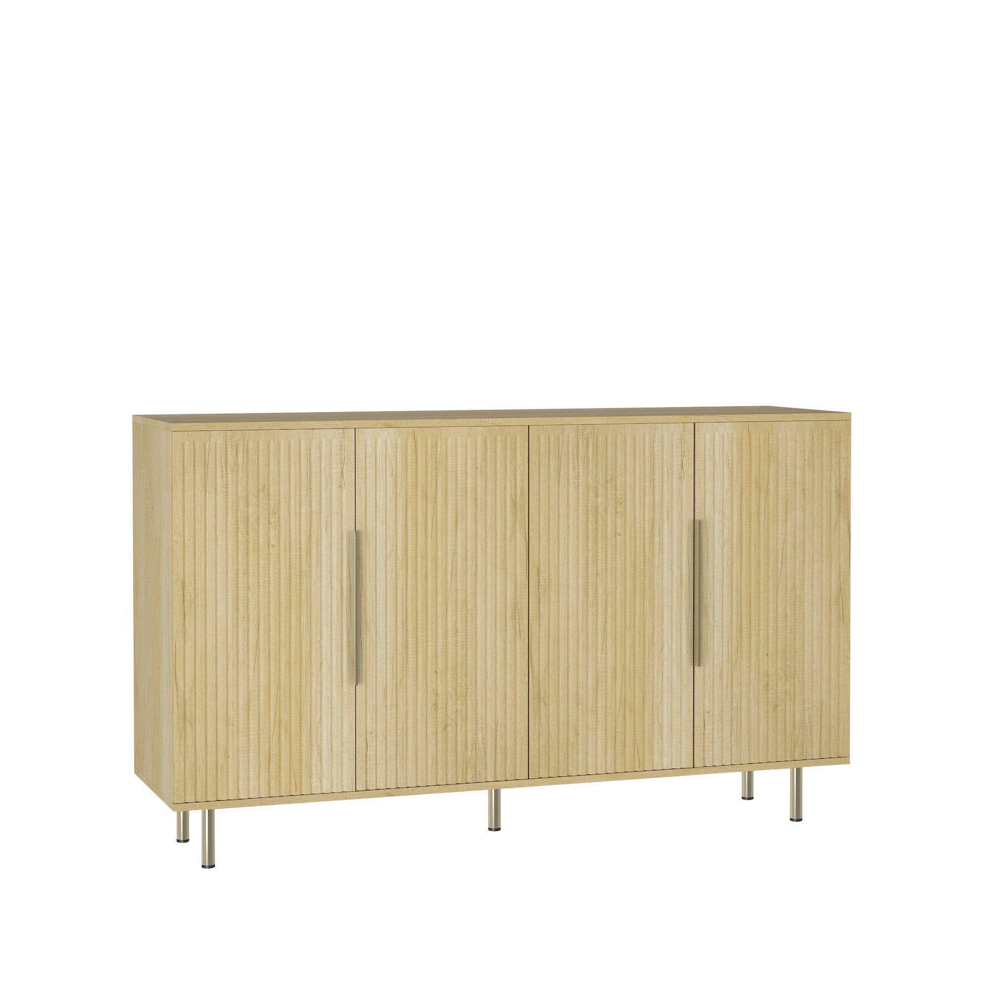 Wood Modern Buffet Cabinet with Storage, Fluted Sideboard Large Buffet with Adjustable Shelves, Credenza, Accent Cabinet Console Table