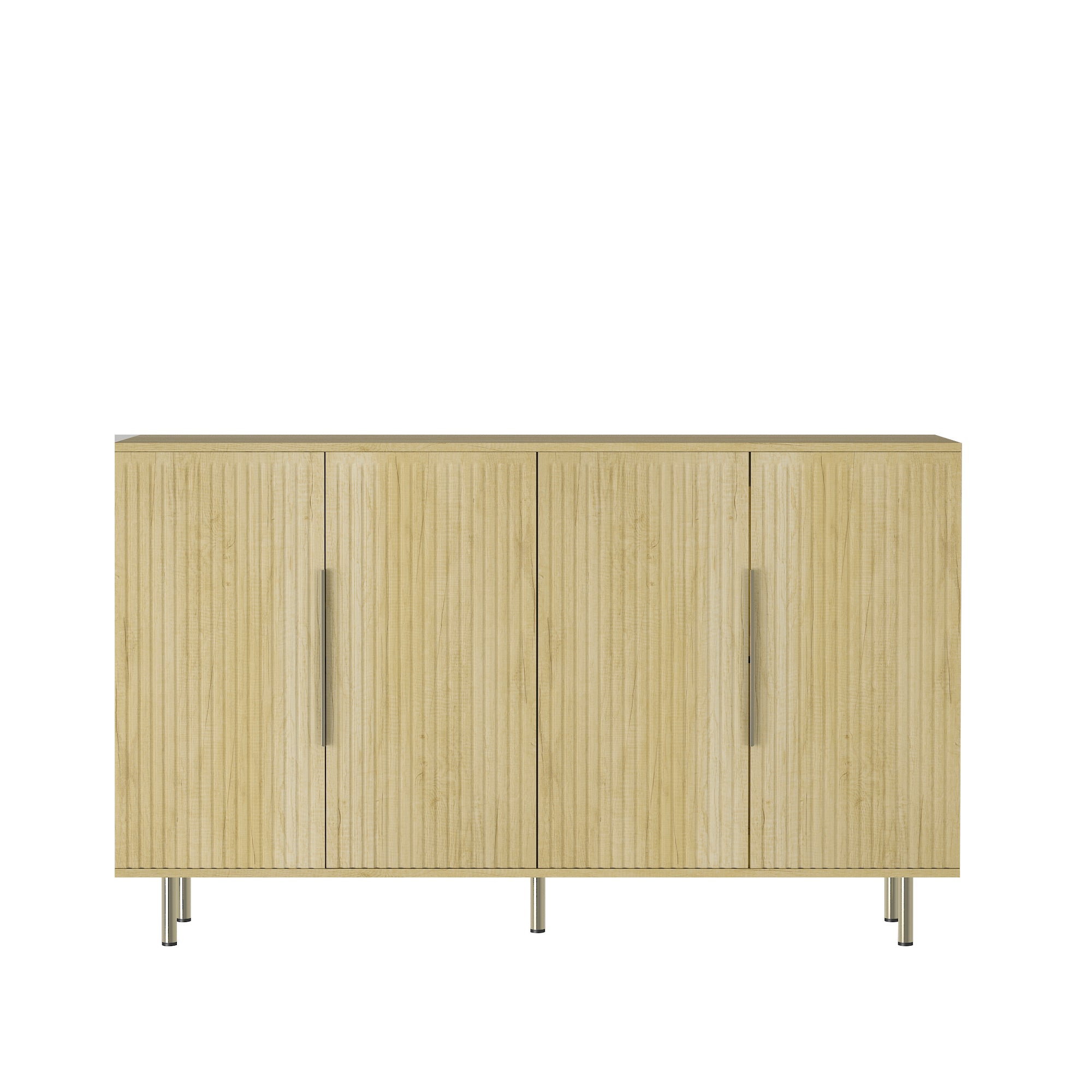 Wood Modern Buffet Cabinet with Storage, Fluted Sideboard Large Buffet with Adjustable Shelves, Credenza, Accent Cabinet Console Table