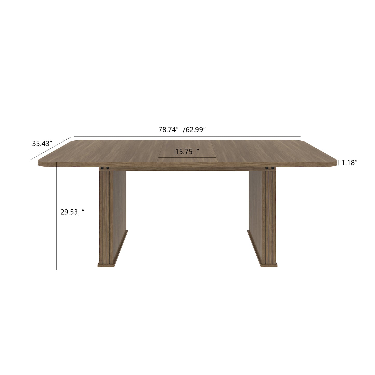 Modern Dining Table for 6-10 People, Wood Kitchen Table with Double Robust Pedestal, Wooden Dinner Table for Dining Room