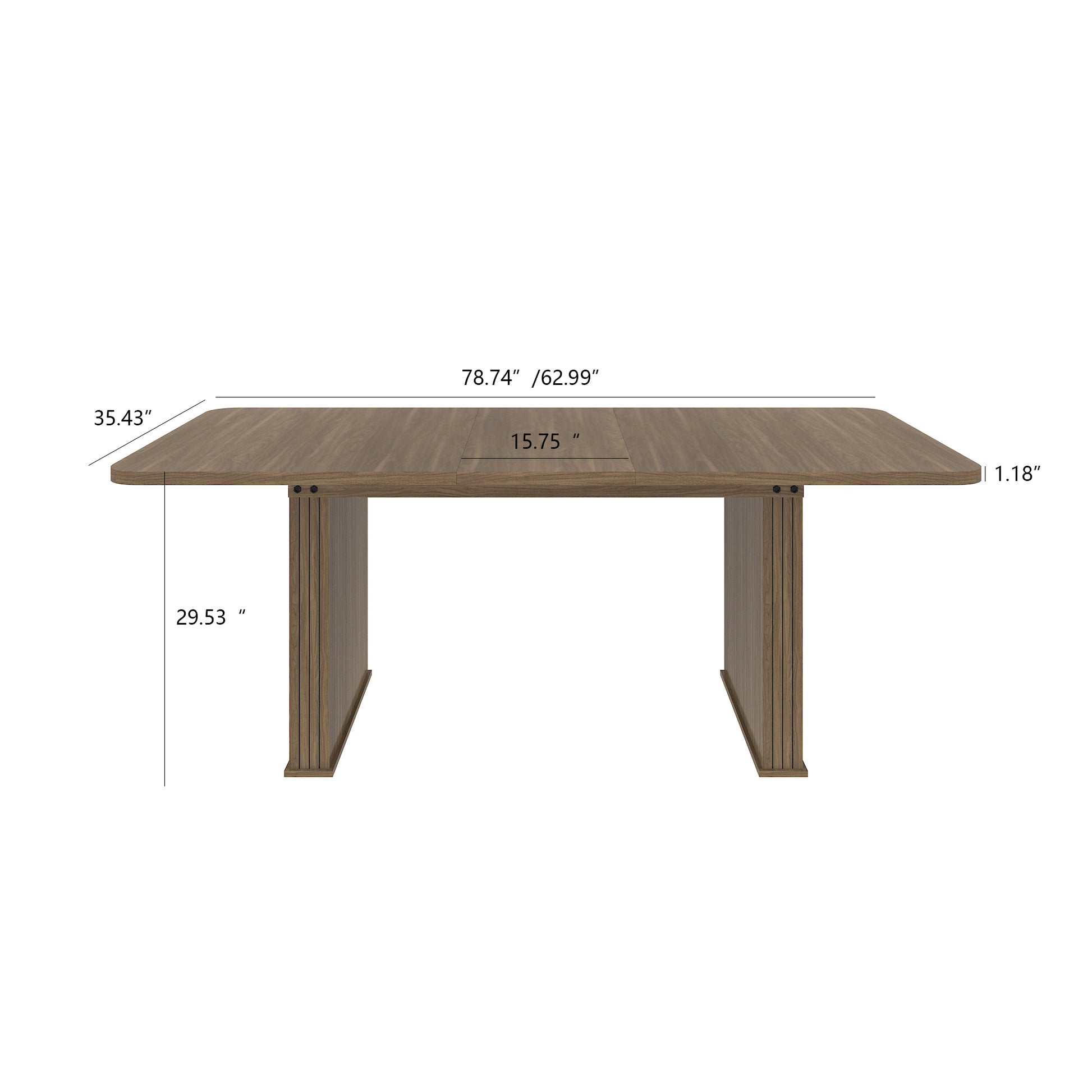 Modern Dining Table for 6-10 People, Wood Kitchen Table with Double Robust Pedestal, Wooden Dinner Table for Dining Room
