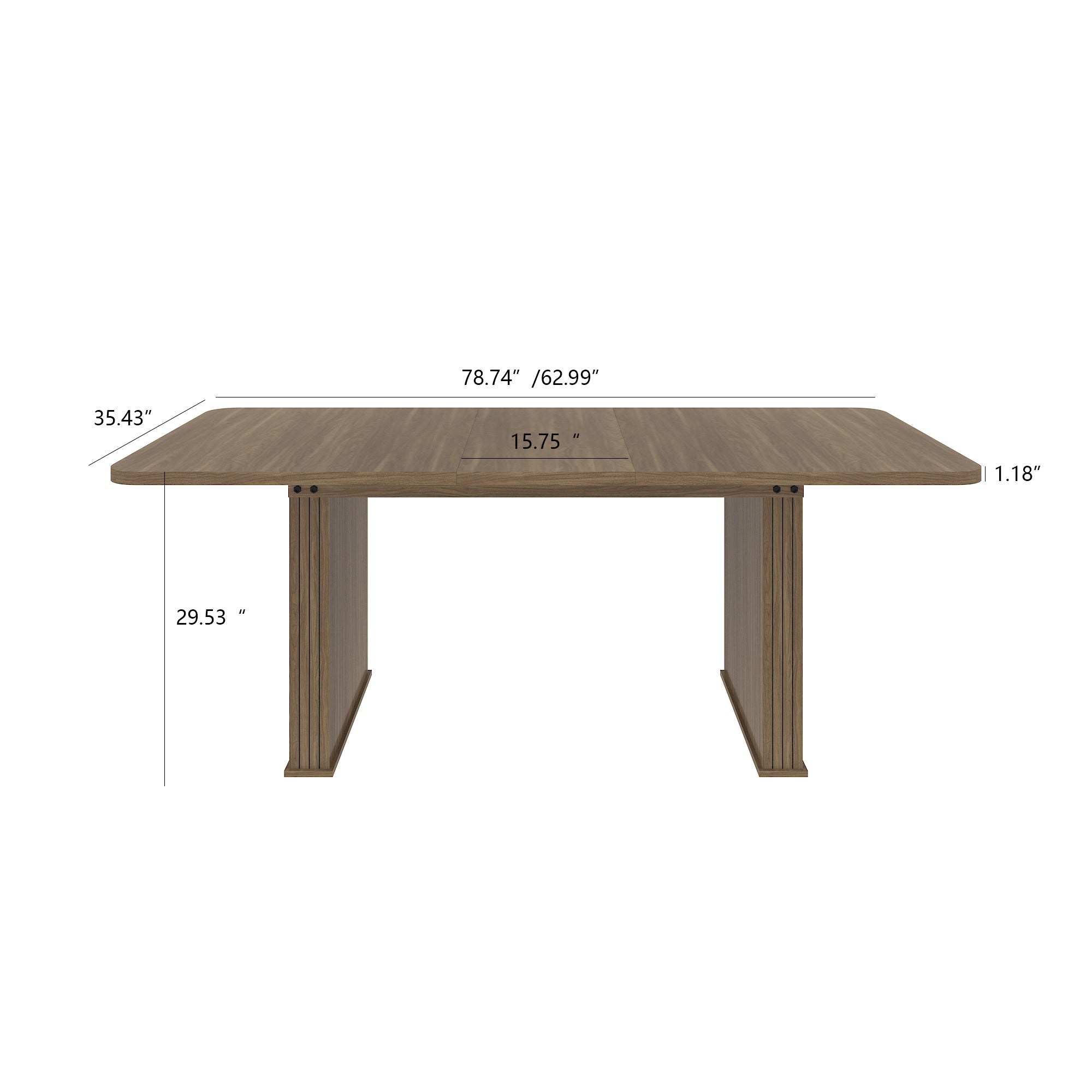 Modern Dining Table for 6-10 People, Wood Kitchen Table with Double Robust Pedestal, Wooden Dinner Table for Dining Room