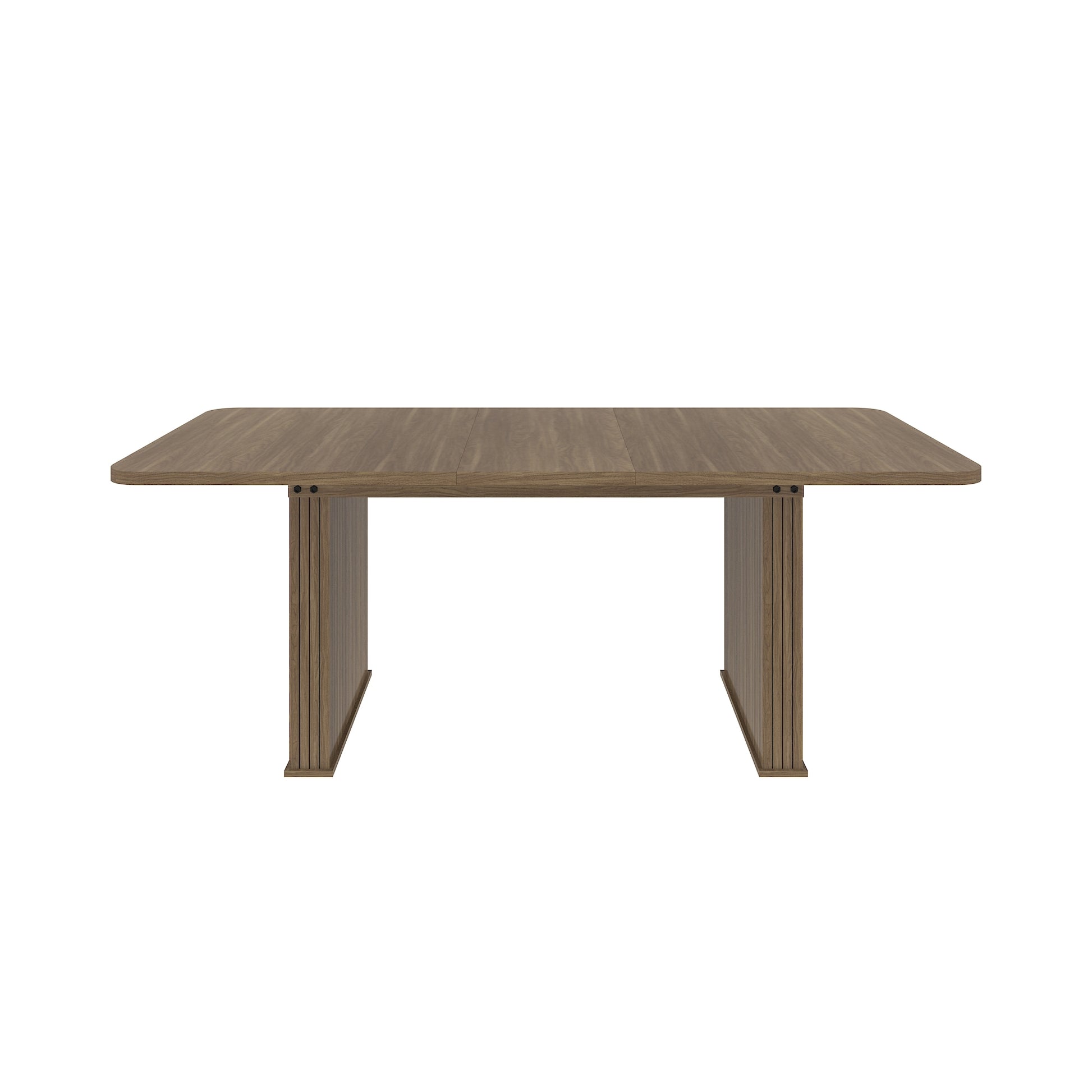 Modern Dining Table for 6-10 People, Wood Kitchen Table with Double Robust Pedestal, Wooden Dinner Table for Dining Room