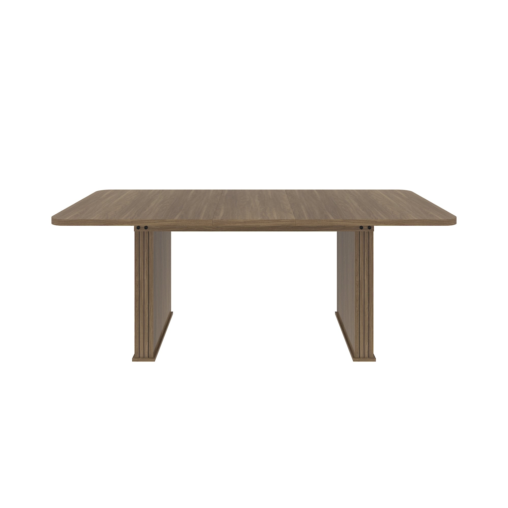 Modern Dining Table for 6-10 People, Wood Kitchen Table with Double Robust Pedestal, Wooden Dinner Table for Dining Room