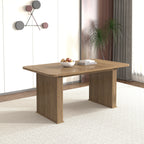 Modern Dining Table for 6-10 People, Wood Kitchen Table with Double Robust Pedestal, Wooden Dinner Table for Dining Room