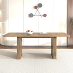 Modern Dining Table for 6-10 People, Wood Kitchen Table with Double Robust Pedestal, Wooden Dinner Table for Dining Room