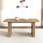 Modern Dining Table for 6-10 People, Wood Kitchen Table with Double Robust Pedestal, Wooden Dinner Table for Dining Room