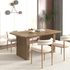 Modern Dining Table for 6-10 People, Wood Kitchen Table with Double Robust Pedestal, Wooden Dinner Table for Dining Room