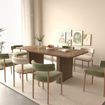 Modern Dining Table for 6-10 People, Wood Kitchen Table with Double Robust Pedestal, Wooden Dinner Table for Dining Room